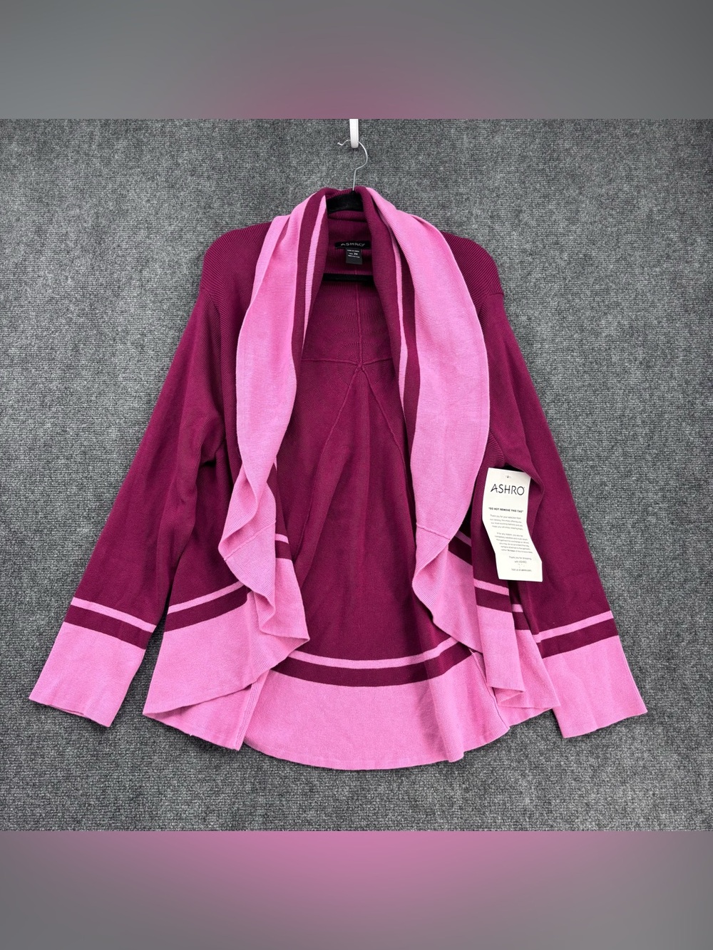 NWT Ashro Boho Colorblock Open Drape Front Cardigan Pink & Berry Women’s 2X
